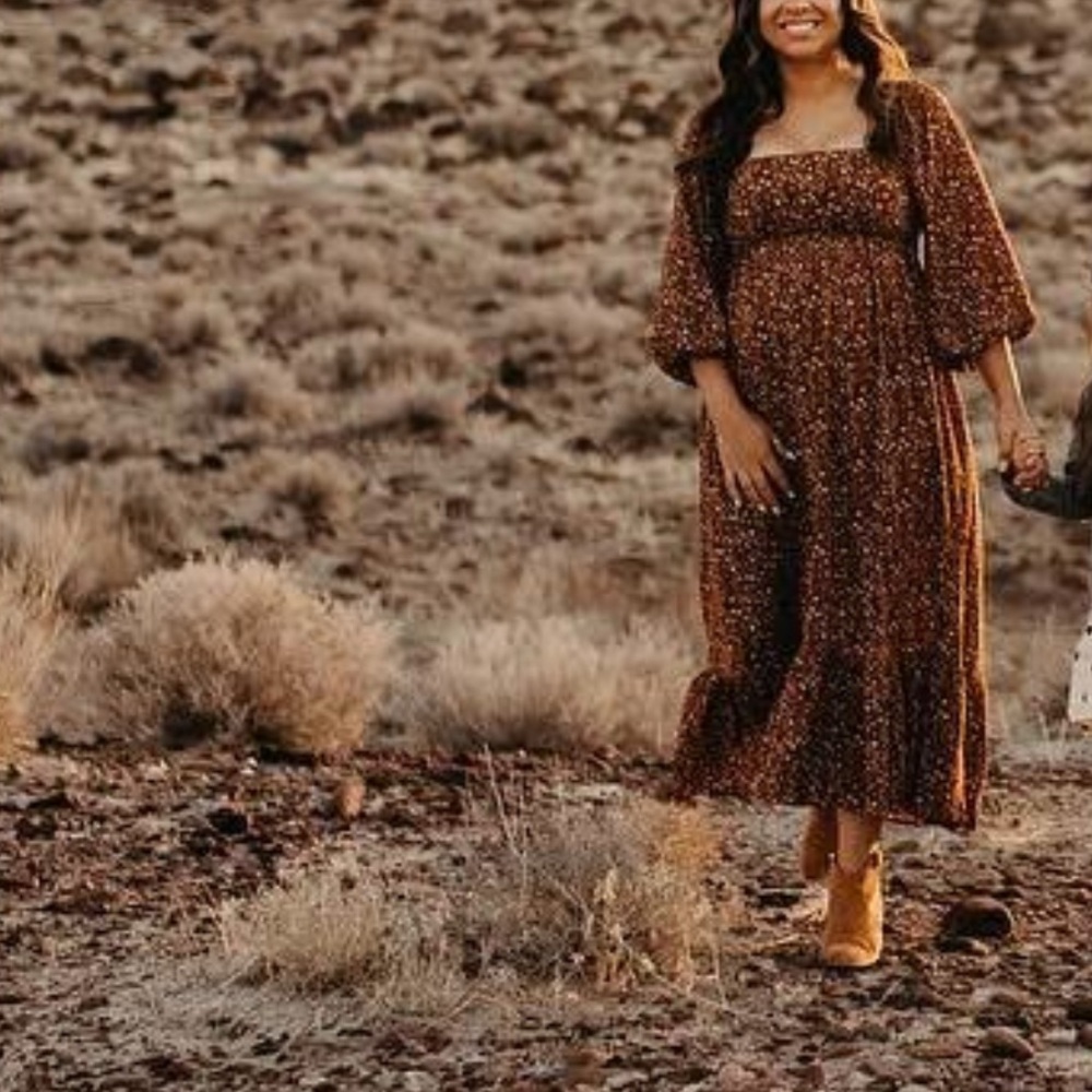 Floral Brown Maxi Dress